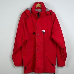Vintage MEC Jacket Mens XL Red GTX Waterproof Hooded Rain Coat Made in Canada